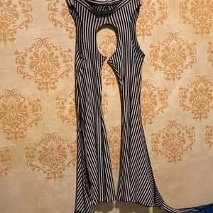 Garter Stripe BellyDance Pants Flare Leg Pirate Circus Burning Man Festival
